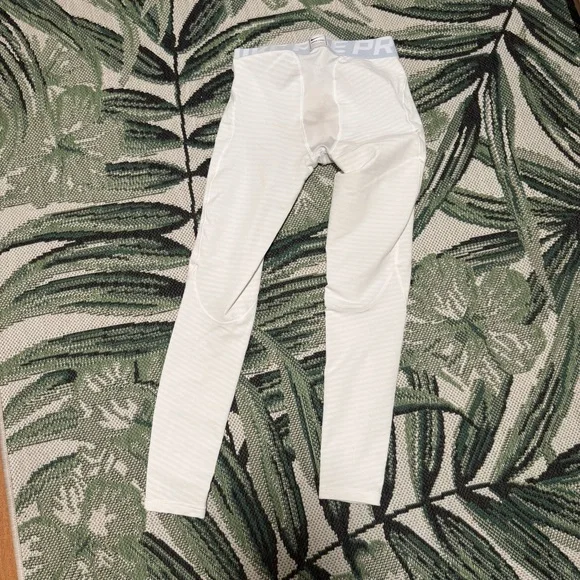 Nike Pro Compression Pants White Leggings Men’s Size Medium Stripe - Picture 4 of 5